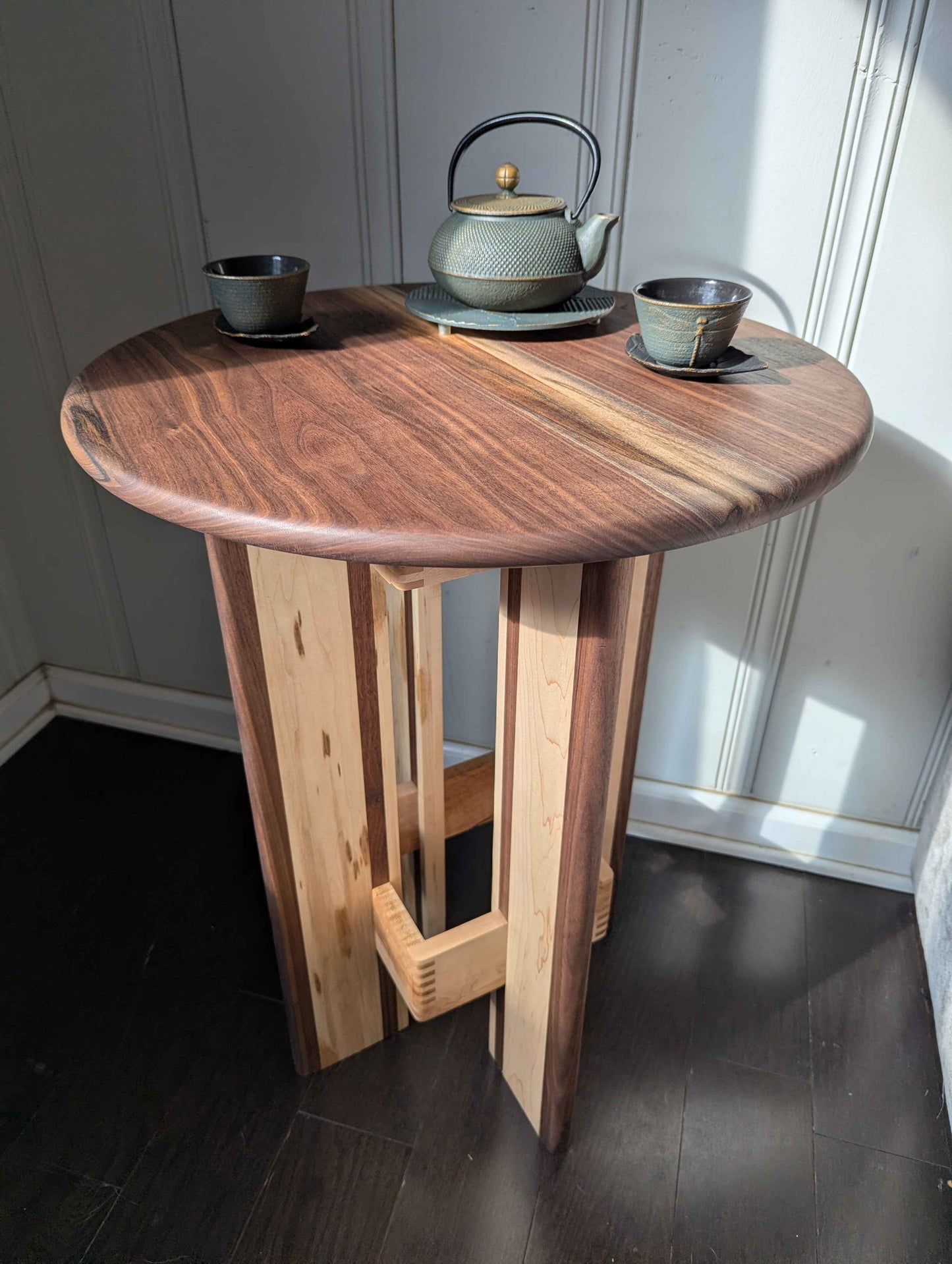 Walnut and Maple Bistro table