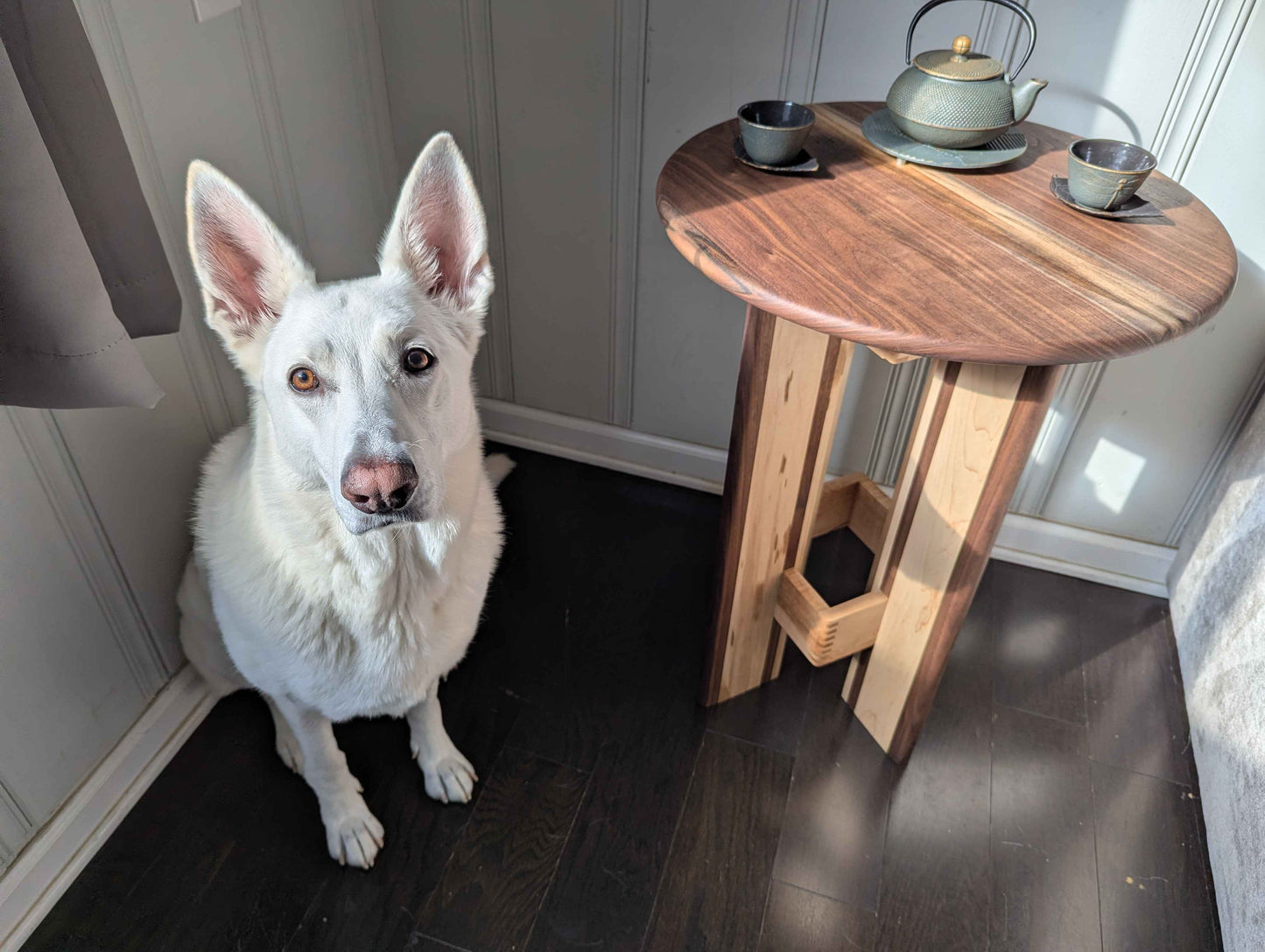 Walnut and Maple Bistro table