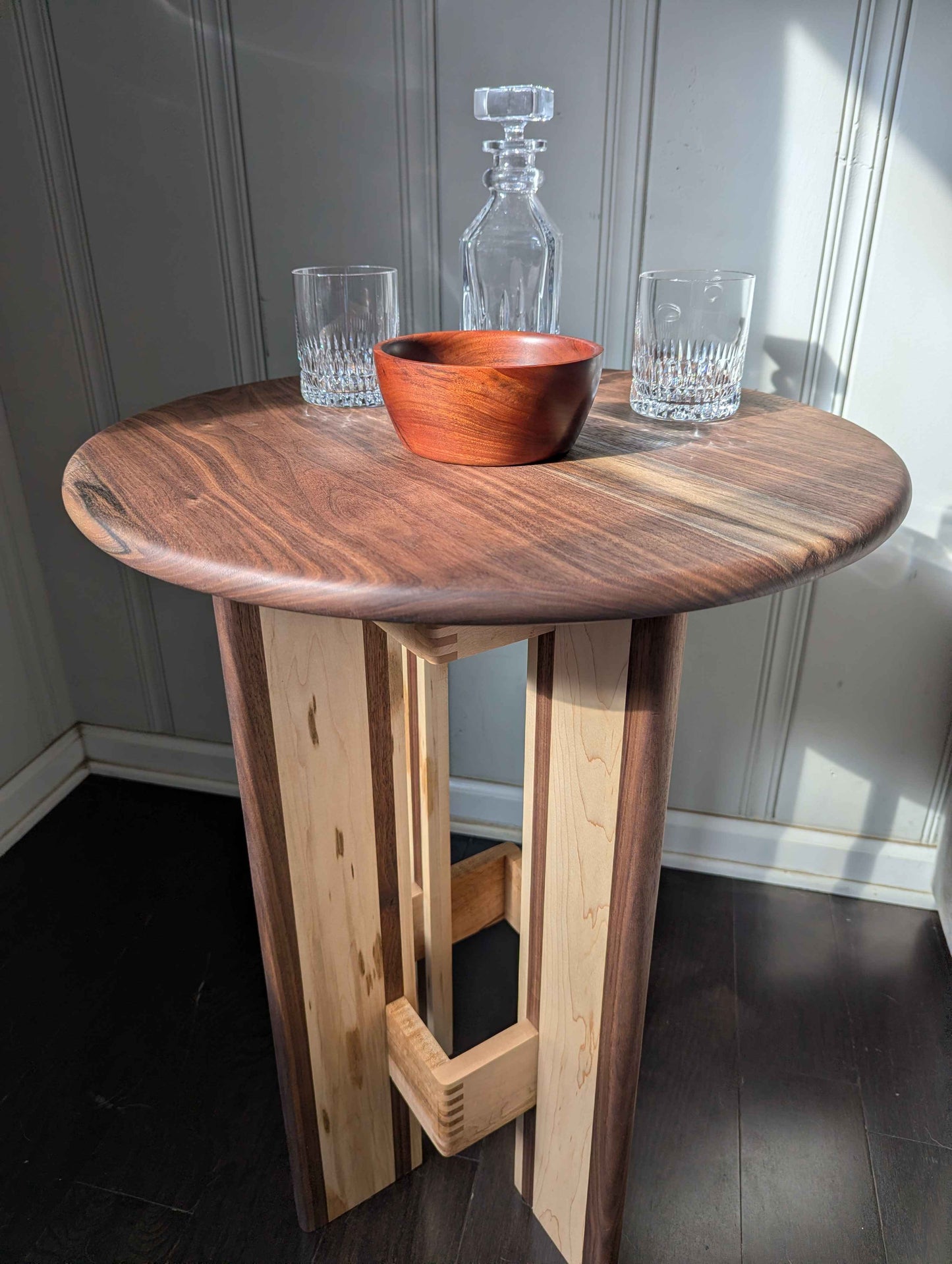 Walnut and Maple Bistro table